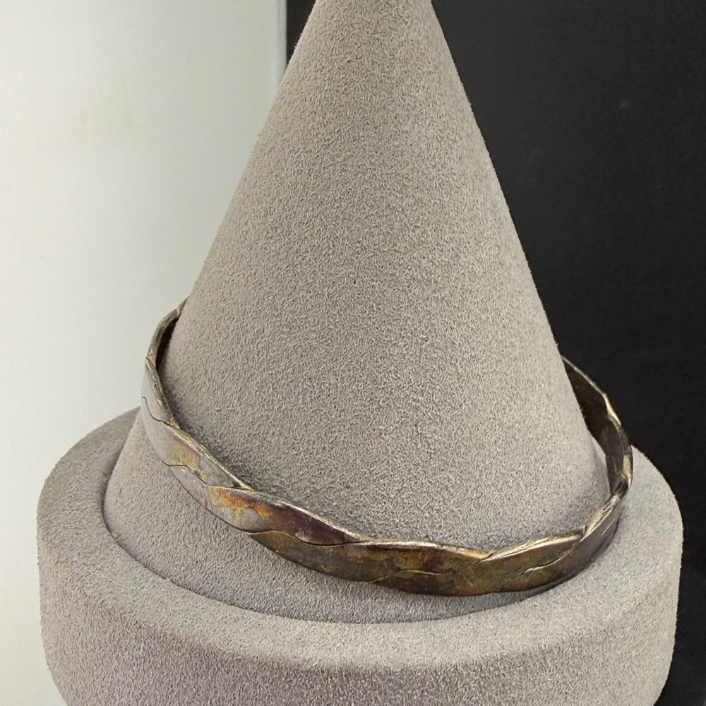 Vintage‎ Bangle Bracelet Silver Tone Signed 8.5"